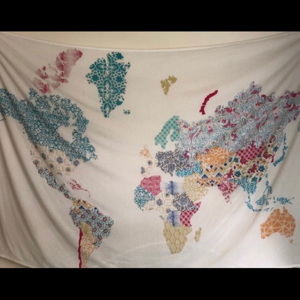 world map designed tapestry